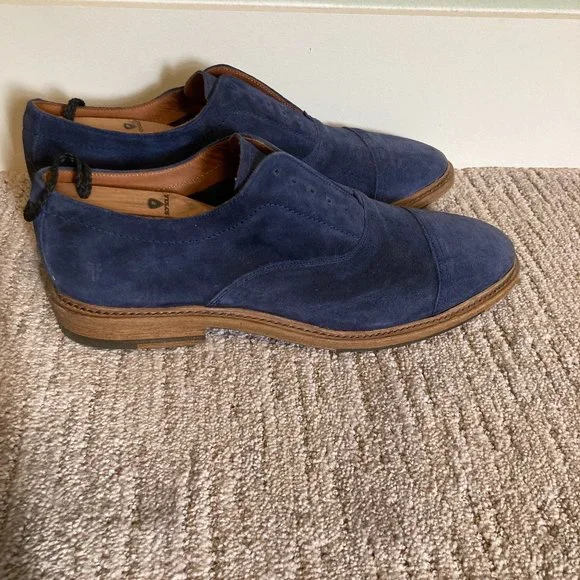 Frye Paul Bal Oxford Navy Blue Suede 10.5 FRYE Paul Bal Black Leather Oxford | Harbour Thread main image 4
